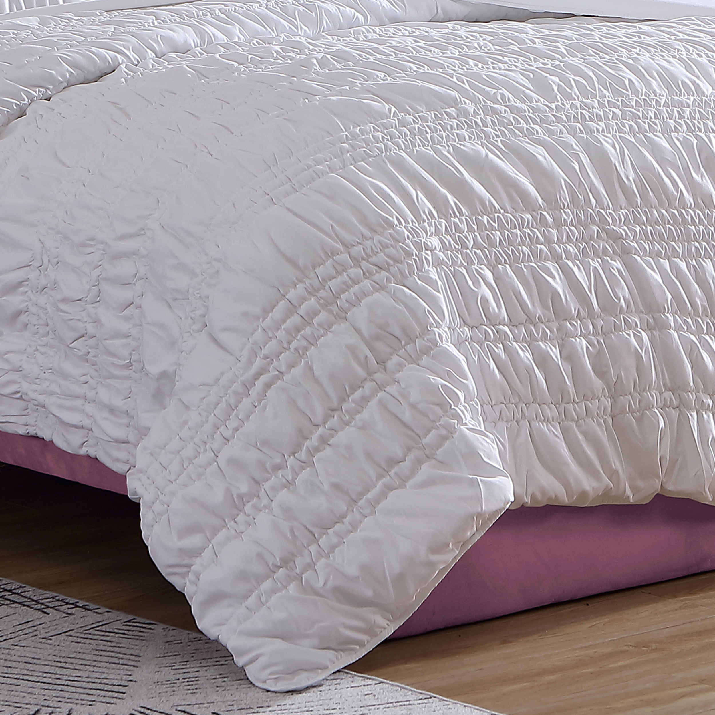 Betsey Johnson Boudoir Solid White King Quilt Set