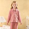 thumbnail image 7 of Wenfanal Pajamas for Kids Soft ,Girls Long Sleeve Fleece Button Down Sleepwear Kids Soft 2 Pieces Set Girls Fashion Size 5-6 Years,Red, 7 of 7