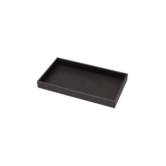 Large Black Plastic Stackable Tray - 14 3/4"W x 8 1/4"L x 1 1/2"H  - Set of 3