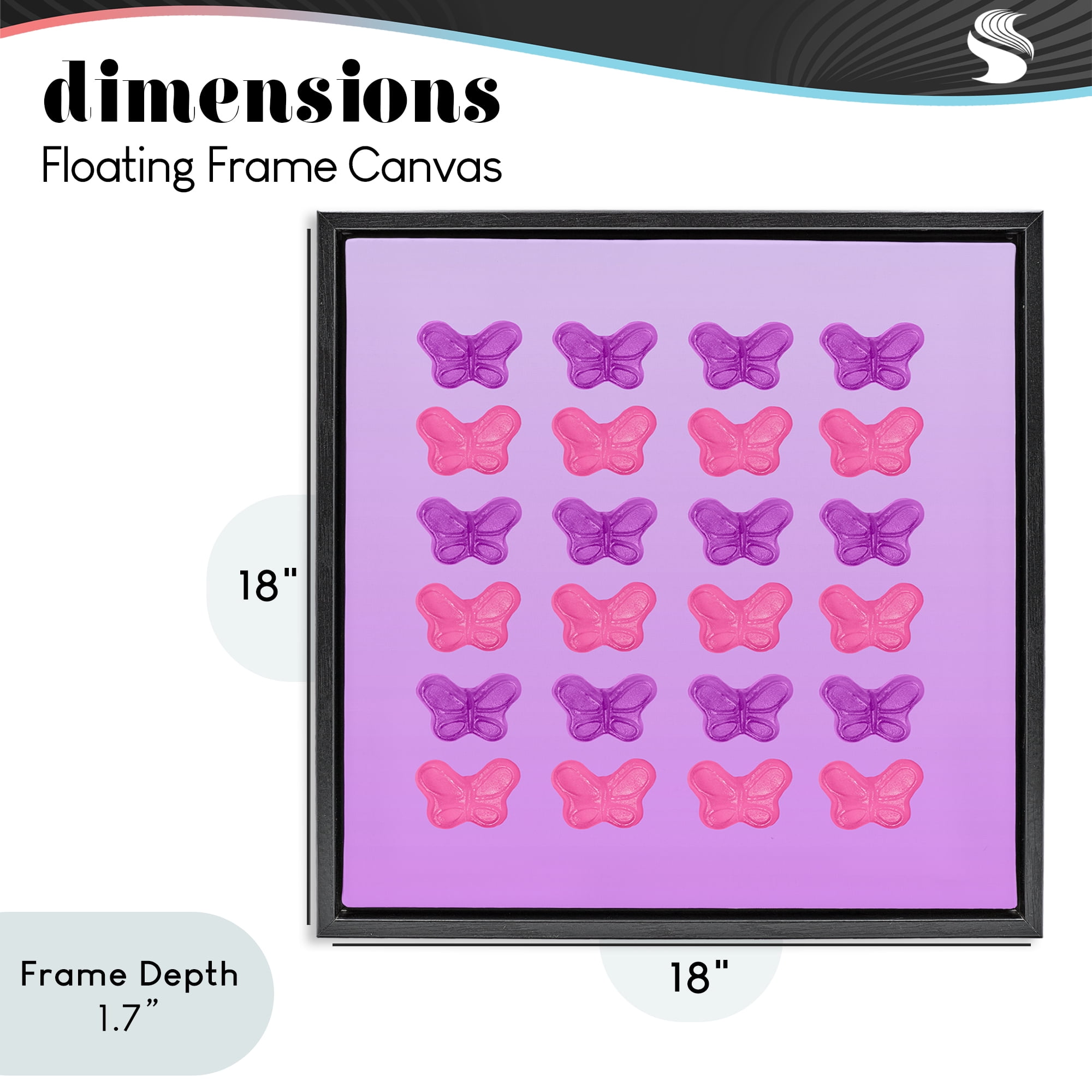 Stupell Industries Purple & Pink Butterfly Candies Black Framed Floater Canvas Wall Art, design by LISH Creative