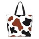 thumbnail image 1 of Balery Brown Black Cow Bolsa Tote Estilo Estético con Cremalleras, Bolsa de Hombro, Bolsa de Compras Grande y Plegable, 1 of 8