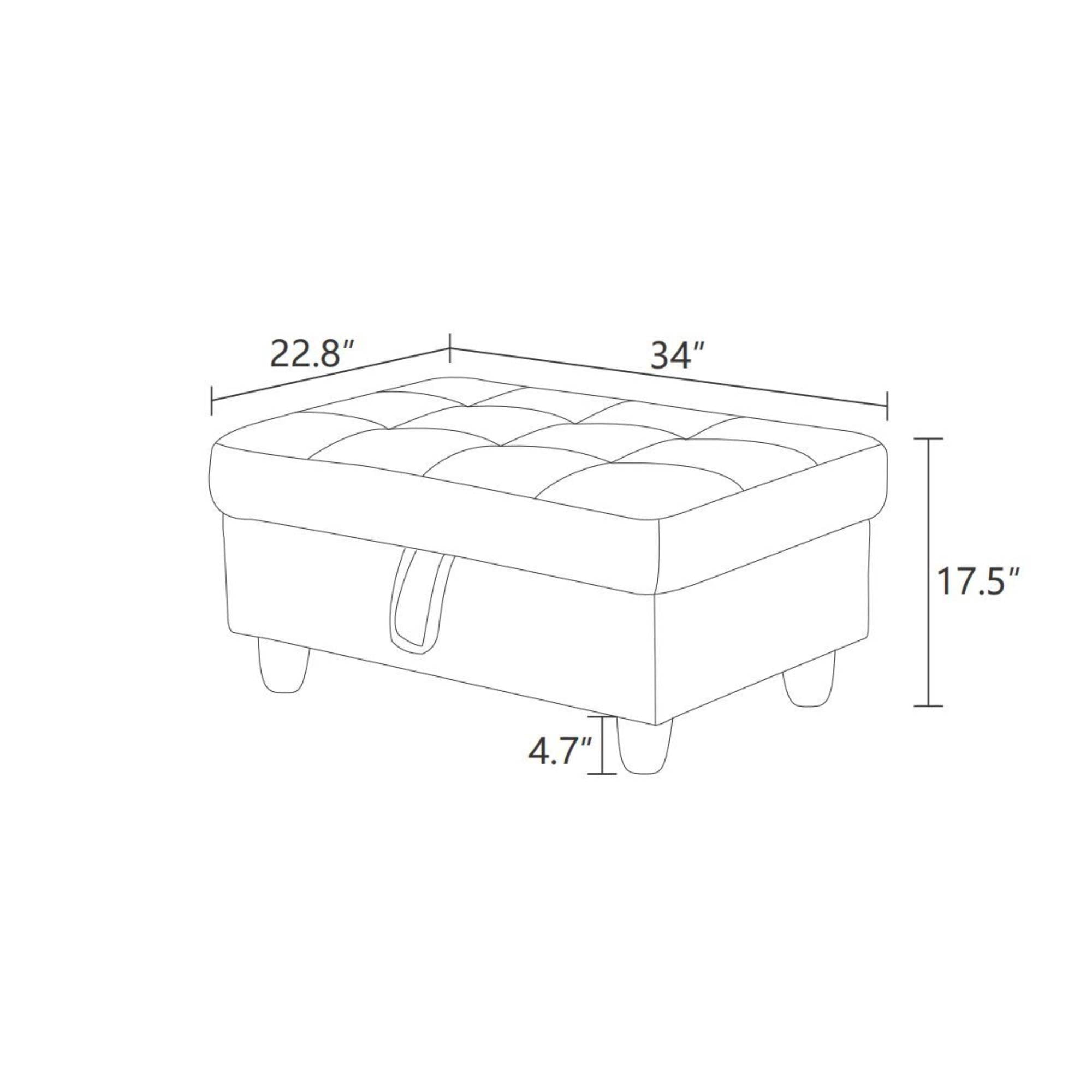 Leather Storage Ottoman, Folding Foot Stool with Storage Button Tufted Ottoman Bench for Living Room,White