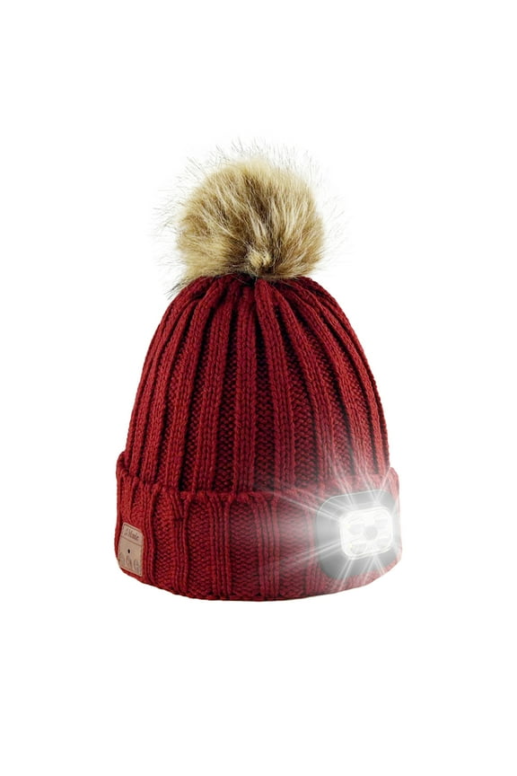 Bluetooth Beanie Hat with Light Upgraded Musical Knitted Cap with Headphone and Built-in Stereo Speakers & Mic, LED Hat for Running Hiking, Unisex Christmas Gifts for Men Women Teens