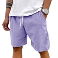 thumbnail image 2 of Mens Corduroy Shorts Casual Elastic Waist Drawstring 2026 Summer Beach Lounge Short Purple 2XL, 2 of 6