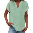 thumbnail image 2 of WCJM Women's V Neck T Shirts, Cotton Summer Casual Short Sleeve Women's Short Sleeve T-Shirt Women's Fashion Casual V Neck Short Sleeve Tops T Shirt, 2 of 6