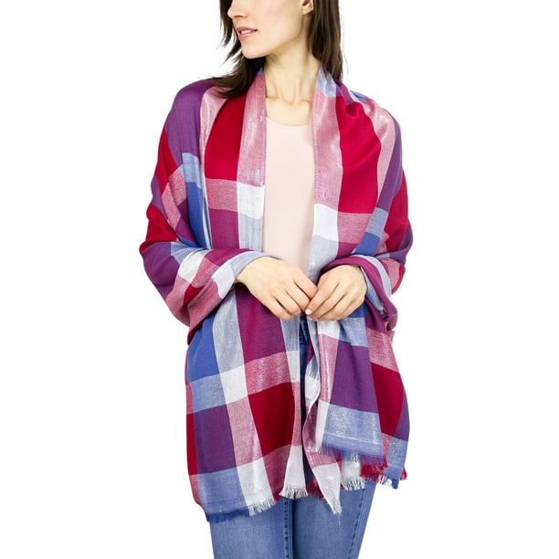 AW ITEMS PLAID SHAWL WITH LUREX