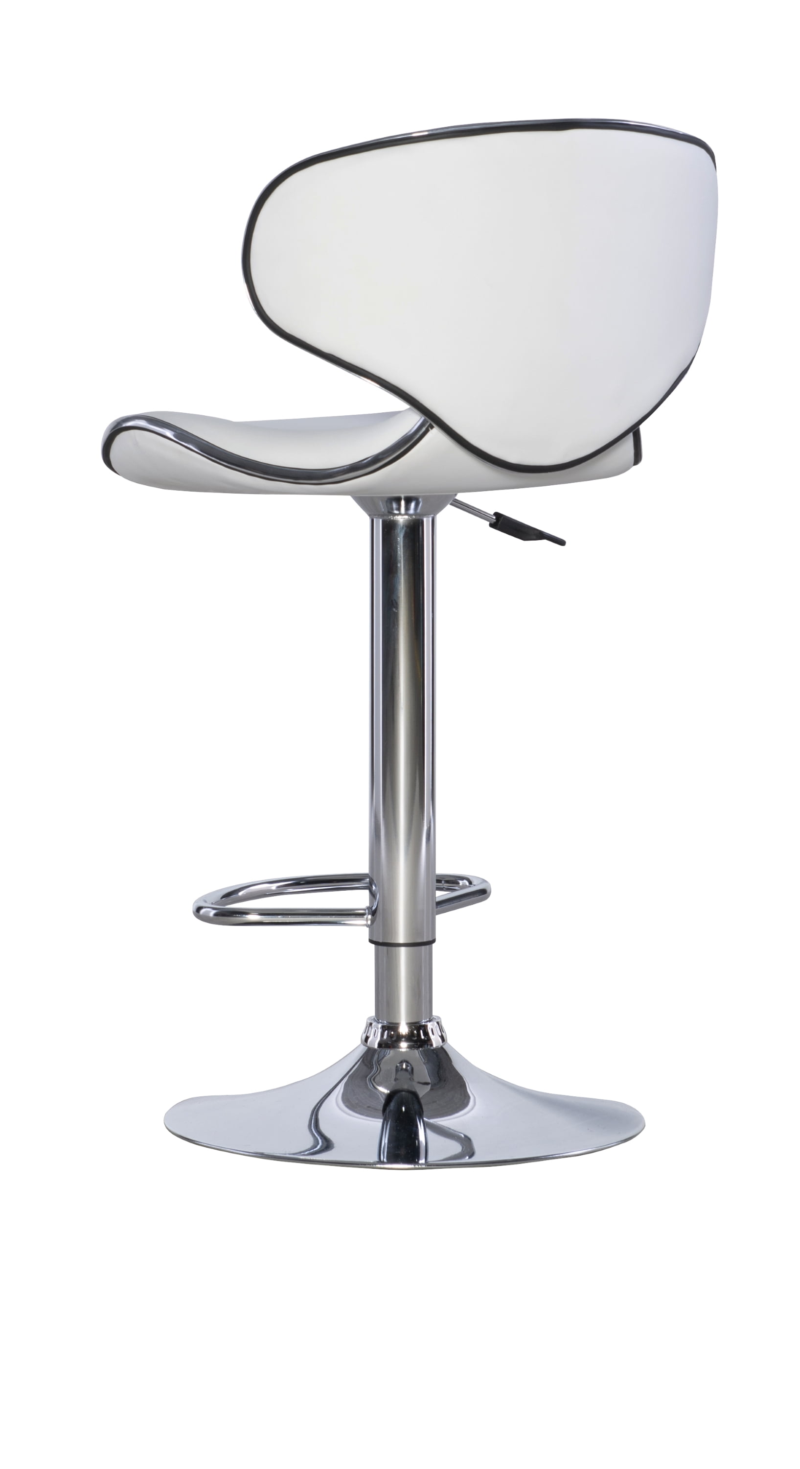 Linon Beldon 24" Low Back Indoor Metal Pedestal Bar Stool with Adjustable Height and Swivel, Chrome/White Faux Leather