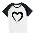 thumbnail image 4 of hengsof Children and Girls Clothing Love Printed Short Sleeve Round Neck Tops Color Block Tops, 4 of 8