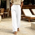 thumbnail image 5 of Oksale Lightweight Pants for Women Summer Lace Straight Leg Pants with Pockets Soft Comfy Drawstring High Waist Casual Pants Going Out Trousers 2026 White S, 5 of 7