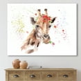 thumbnail image 2 of Designart ' Portrait of A Giraffe With Red Flowers II ' Farmhouse Canvas Wall Art Print, 2 of 3