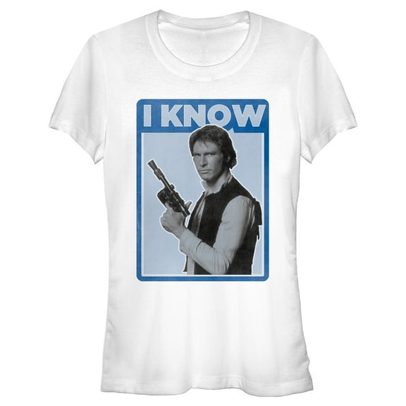 Junior's Star Wars Han Solo Quote I Know Graphic Tee White 2X Large