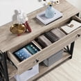thumbnail image 4 of 40 Inch Console Table with 2 Outlets and 2 USB Ports, Extra Long Entryway Table with Drawer and X-Shaped Design, Narrow Sofa Table for Living Room, Hallway, Indoor, Gray, 4 of 5