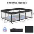 thumbnail image 3 of Foldable Baby Playpen with Mat, Collapsible Play Pen for Babies and Toddlers, Indoor & Outdoor Kids Safety Play Pen, Portable Play Yard with 50 Ocean Balls, 50"×70", Black, 3 of 8
