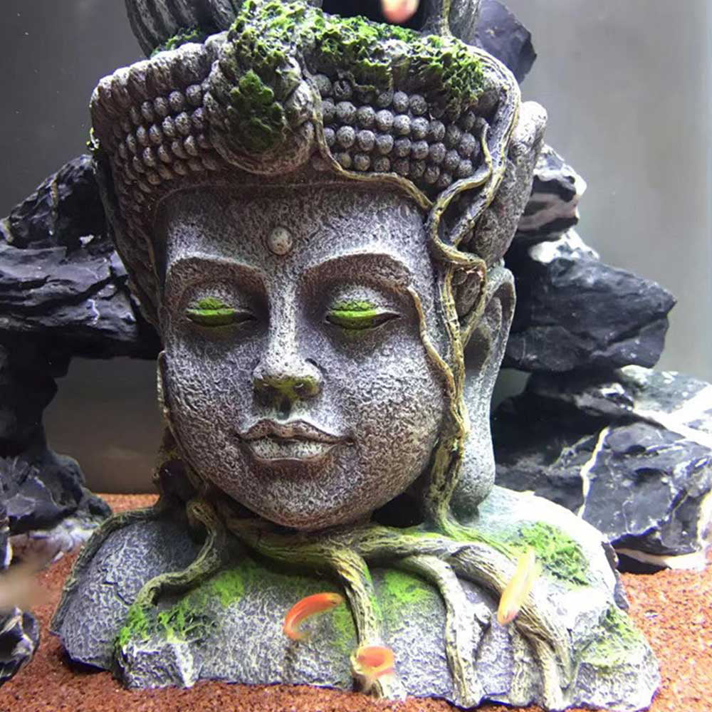Goddess of Mercy Tropical Fish Tank Aquarium Decorations Buddha Statue Cave