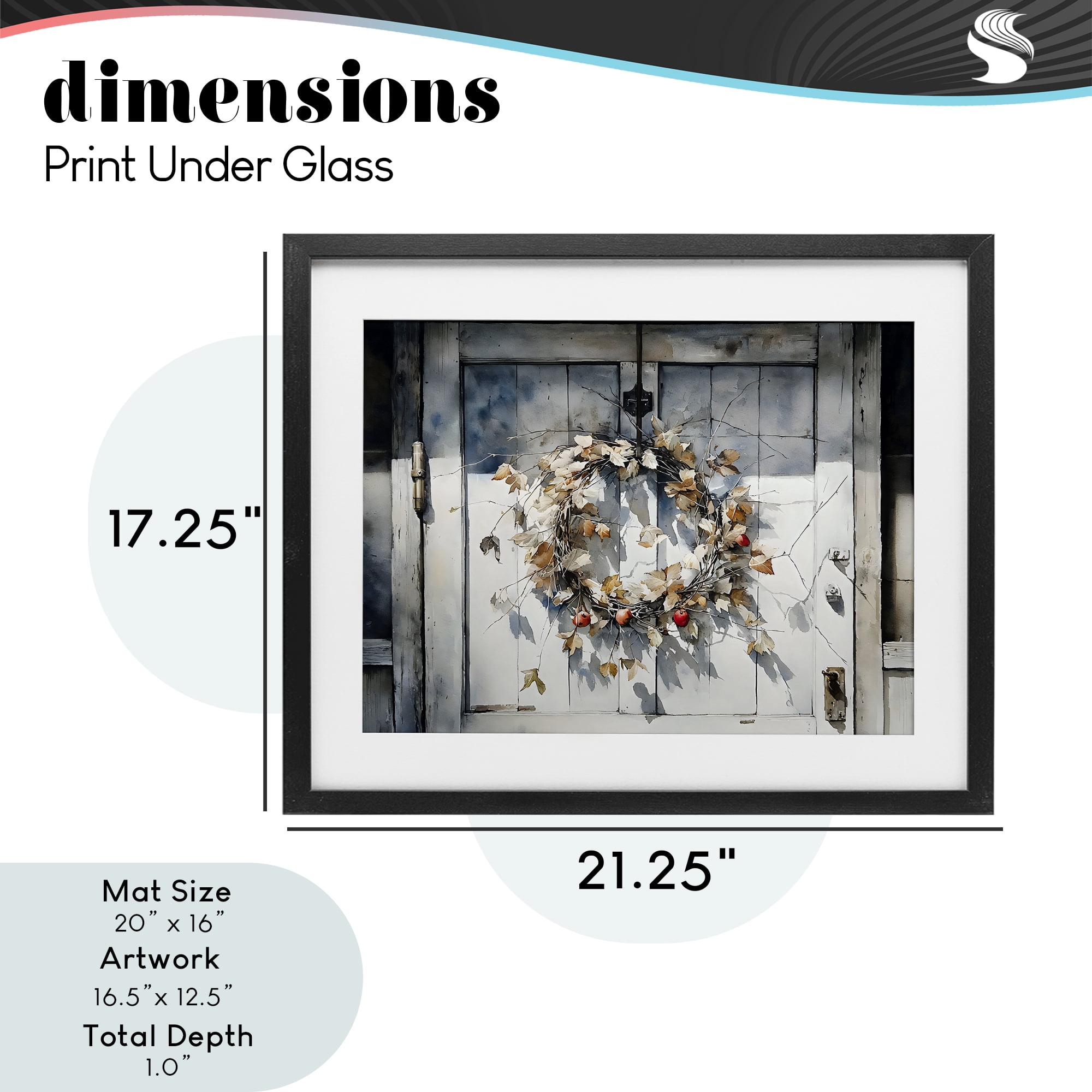 Stupell Industries Rustic Wreath on White Door Black Framed Print Under Glass, design by Franklyn Gregory