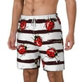 thumbnail image 2 of Balery Ladybugs on Black and White Striped1 Mens Swim Trunks Swim Shorts for Men Quick Dry Inseam Beach Shorts with Compression Liner Pocket-Large, 2 of 9