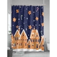 thumbnail image 5 of Fsddascl Christmas Navy Blue Shower Curtain Set - Small 36" x 72" Washable Bathtub Curtain with 12 Hooks, Winter House Star Candy Snowflake Waterproof Fabric Stall Shower Curtains for Bathroom, 5 of 6