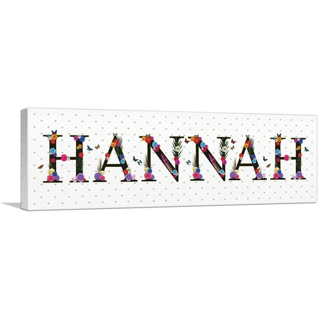 ARTCANVAS HANNAH Girls Name Room Decor Canvas Art Print - Size: 48" x 16" (1.50" Deep)