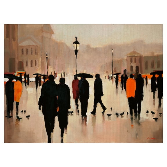 Masterpiece Art Gallery Where We Once Walked Rainy Street by Lorraine Christie Canvas Art Print 18" x 24"