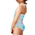 thumbnail image 4 of FOR U DESIGNS Breathable Girls Blue Halter Swimsuit Size 7-8T Palm Leaves One Piece Hawaiian Bathing Suit Banana Flower Summer Beach Swimwear, 4 of 6