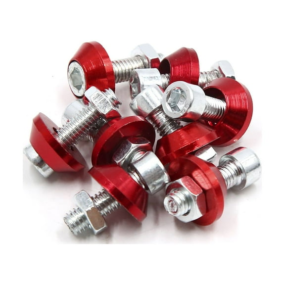 Unique Bargains 8Pcs 6mm Thread Dia Motorcycle License Plate Frame Screw Bolt Cap Fastener Red