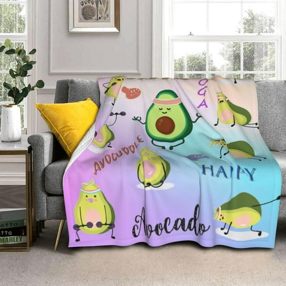 Avocado Blanket Premium Fleece Blanket Cozy Fruits Avocado Throw Blankets Soft Warm Fruit Blanket Suitable All Seasons Couch Bed Travelling Camping Avocado Blanket for Women Men Boys Girls(50"x 40")