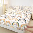 thumbnail image 5 of Manfei Boho Rainbow King Sheets, Botanical Sprig Bedding, Cream Orange, 4 Pieces, 1 Flat Sheet, 1 Fitted Sheet and 2 Pillowcases, 5 of 6