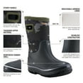 thumbnail image 2 of HISEA Kids Rain Boots, Waterproof Insulated Rubber Neoprene Boots, Green Camo, Size 3, 2 of 9