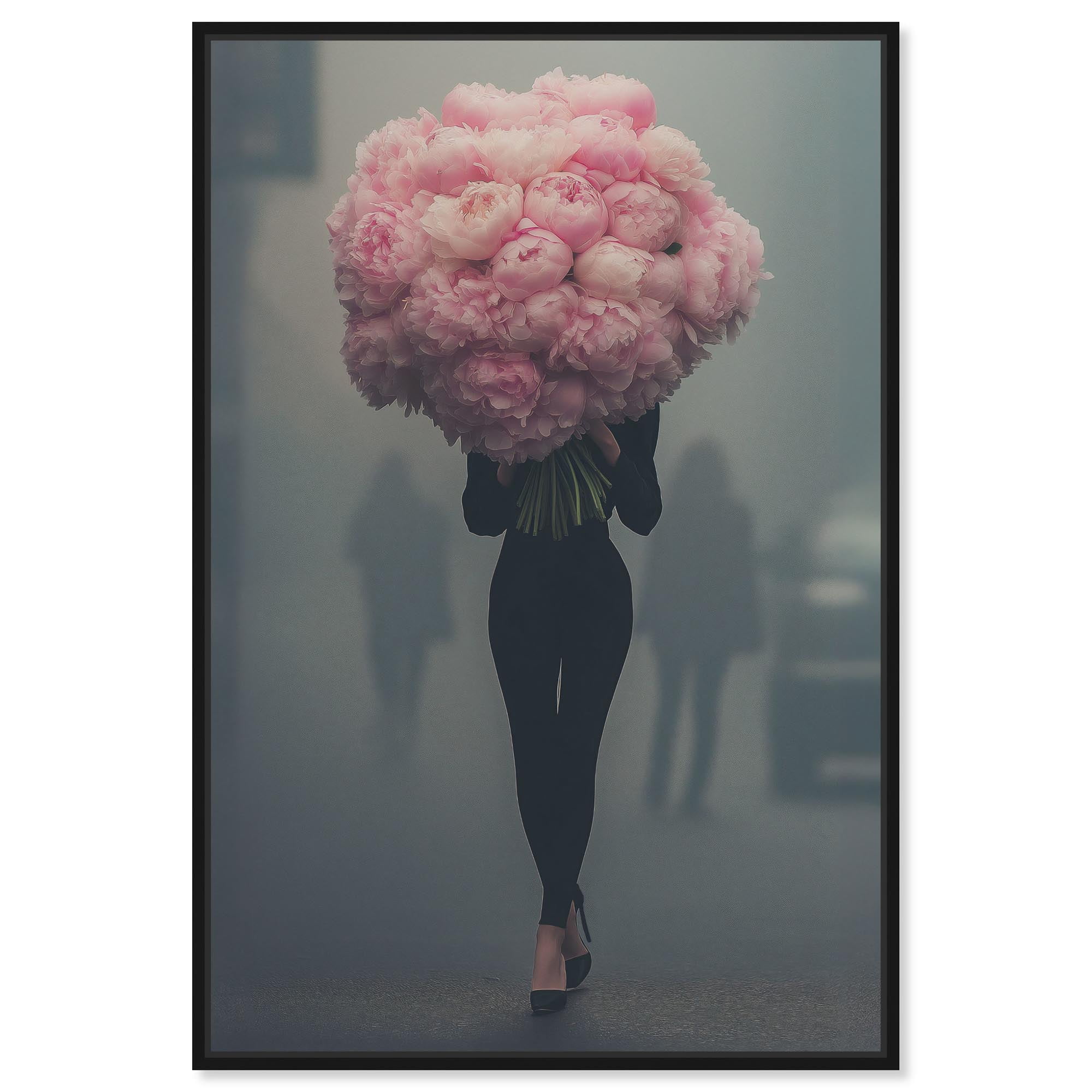 Peony Bouquet Canvas Glam Art by Art Remedy, Black Frame, 10 x 15