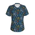 thumbnail image 4 of Zufioo Bicycle Colorful Print Women's Classic V-neck T-shirt, V-neck Short-sleeved Tops Home Wear, Suitable for Daily Life, Work, Outdoors-XX-Large, 4 of 7