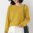 thumbnail image 2 of Vinsonshop Womens Long Sleeve Crewneck Sweaters Casual Ribbed Knit Pullover Tops Basic Jumpers Fall Clothes Winter Warm Layering Tee Yellow XL, 2 of 9