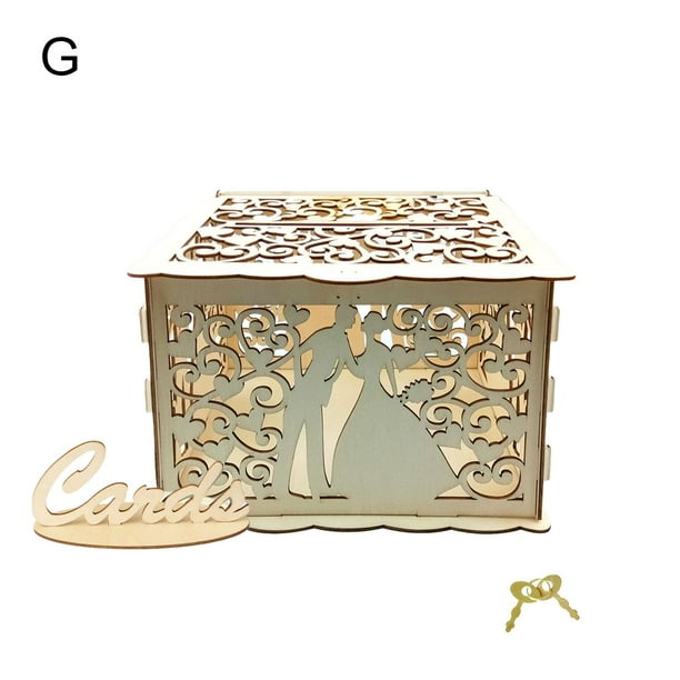 Wedding Card Box with Lock Rustic Wood Gift Box Card Holder for Wedding DIY GX L6M6