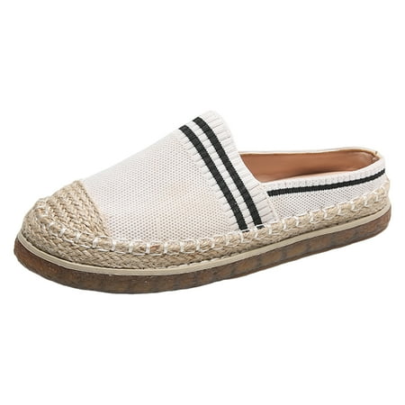 

PMUYBHF Womens Shoes Casual Sneakers Ladies Simple Stitching Straw Fly Weaving Outside Thick Bottom Big Size Single Shoes Fisherman Shoes Beans Shoes
