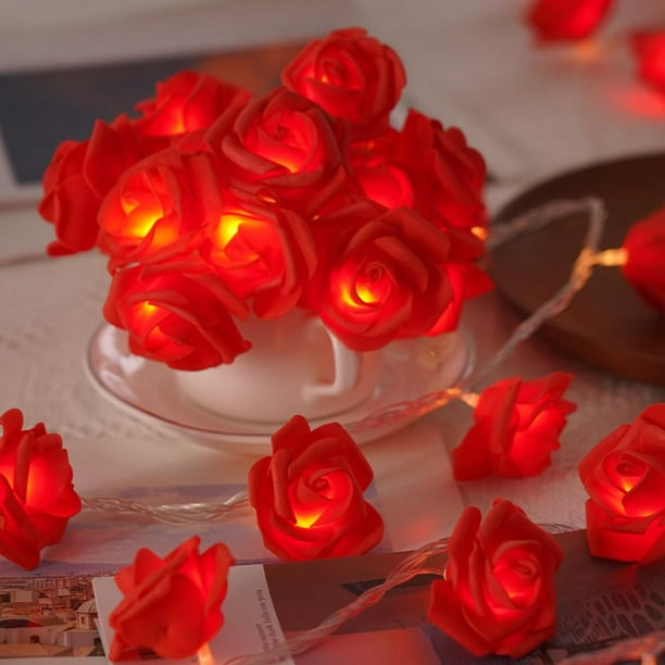 Wartleves Cadena de luces LED de rosas para decoración de dormitorio, luces