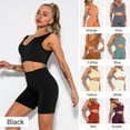thumbnail image 2 of Women Sports Set Ribbed Crop Tops Removable Pad High Waist, 2 of 8