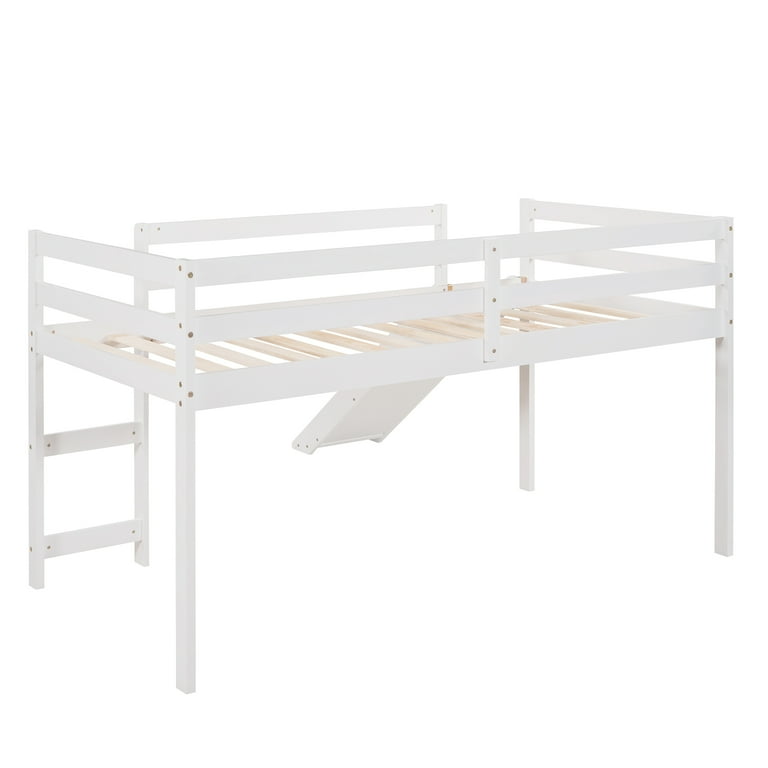 Aukfa Low Loft Bed with Slide, Wooden Twin Loft Bed for Kids Aukfa Low Loft Bed with Slide, Wooden Twin Loft Bed for Kids