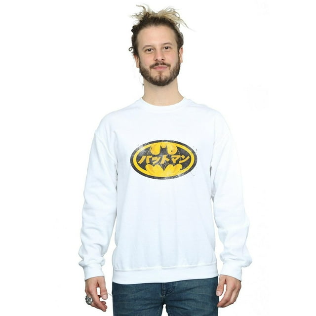 DC Comics Chandail en Molleton Jaune Logo Japonais Batman pour Hommes