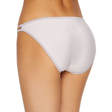 Vanity Fair Illumination String Bikini Panties – 4-Pair Pack, Black/White Stripe, Size 7/L