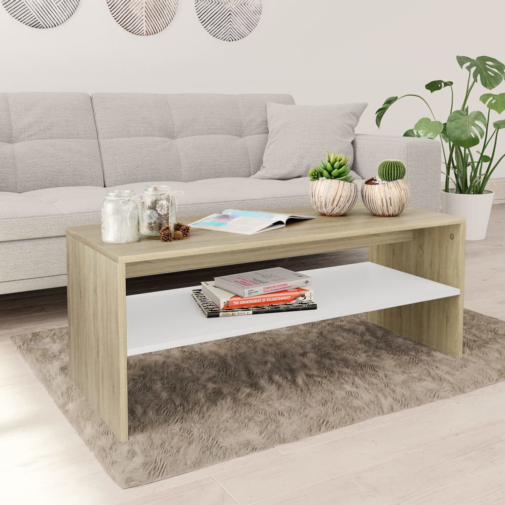 Kepooman 39" Modern Two Tiers Rectangle Coffee Table for Living Room Office, Wood Color Kepooman 39" Modern Two Tiers Rectangle Coffee Table for Living Room Office, Wood Color