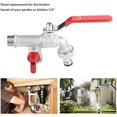 thumbnail image 4 of Grifo de agua de latón con doble válvula, ángulo de 90 grados, grifo con mango rojo de 1/2 ", herramienta de jardín para el hogar y exteriores, grifo de latón con doble válvula, 4 of 5