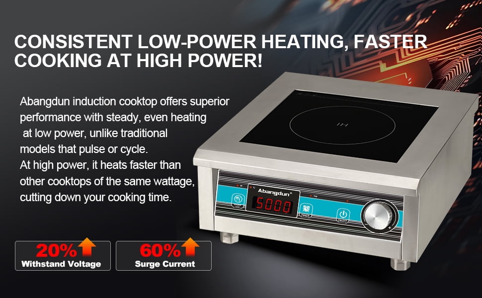 Abangdun Induction Cooktop 5000W/190V~275V 2026 New Commercial Grade Range Countertop Burners 18 Hours Timer Hot Plate for Kitchen