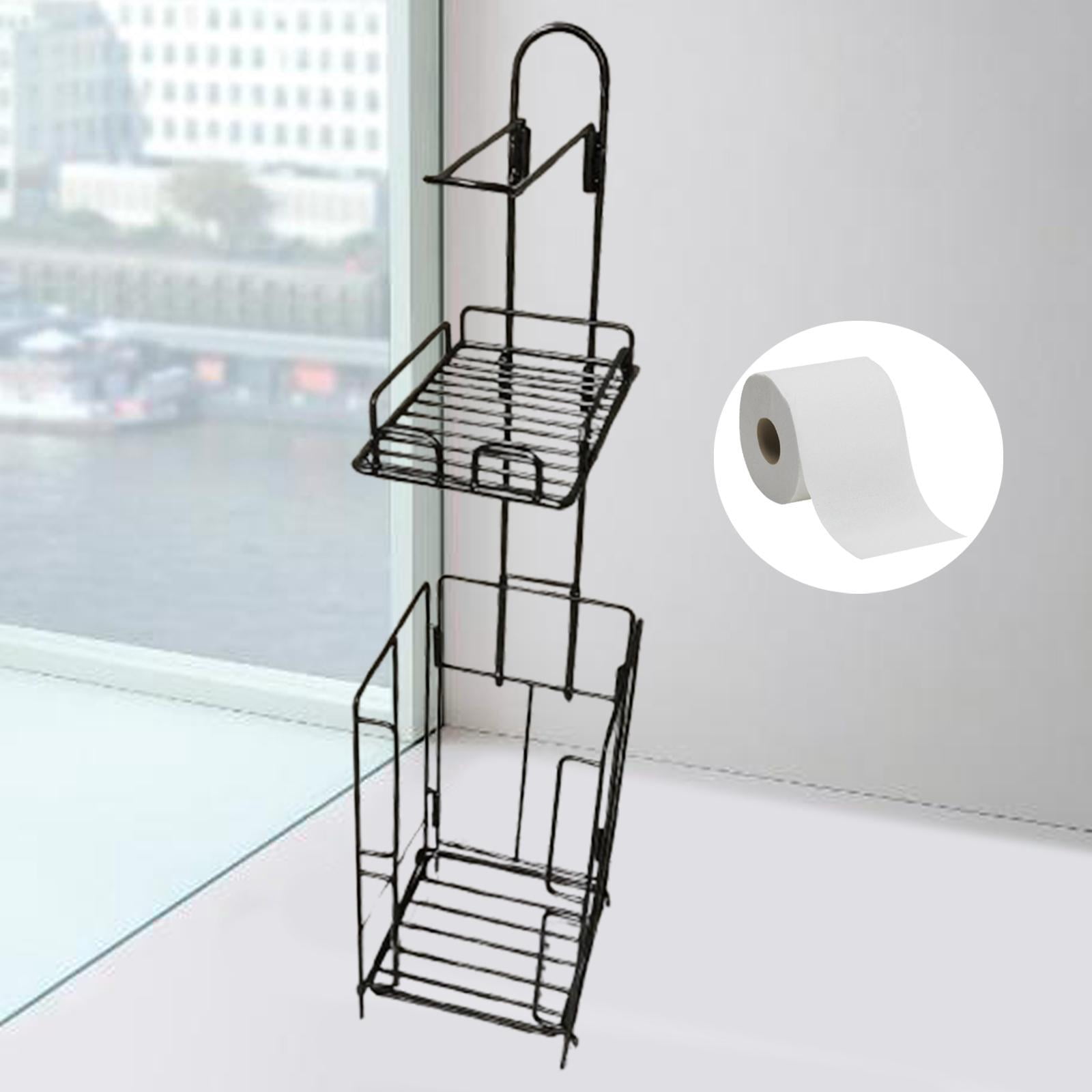 Fiocias Bathroom Storage Rack Portable Floor Standing Large Capacity Toilet Paper Holder