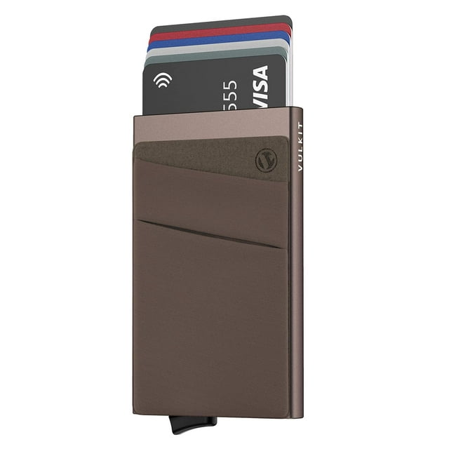 Funda metálica delgada Wallet VULKIT, desplegable, con bloqueo RFID