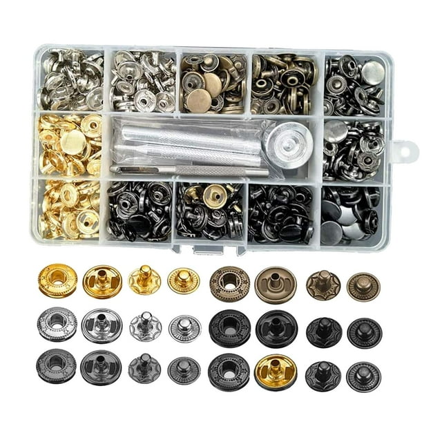 1 juego de botones a presión de 6 colores, kit de botones a presión de metal de 12,5 mm, alicates de presión Material de cobre