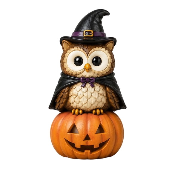 TACILIP Room Decor, 1PC Halloween Witch Figurines With Pumpkin Resin Skeleton Owl Statue Mini Tabletop Fall Decor Ornaments For Party Home Shelf Mantel Dec, Gifts for Family