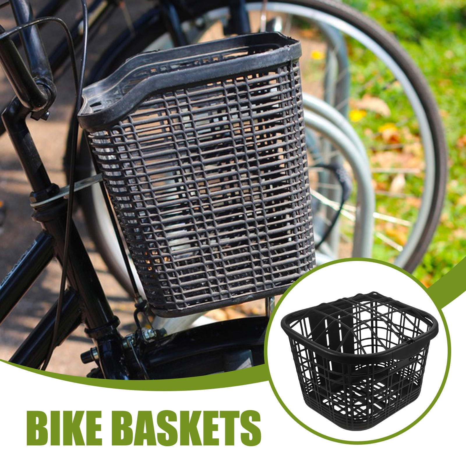 PAMINGONO Black Detachable Bike Front Basket Sturdy Plastic Wire Storage for Electric Bikes