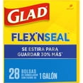 Glad FLEXN SEAL Zipper Freezer Storage Gallon Bags, 28 Count