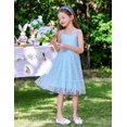 thumbnail image 3 of Oudiya Toddler Girls Tutu Blue Party Dress Tulle Ruffle Hem Cami Summer Dress for Kids 2-6Y, 3 of 7