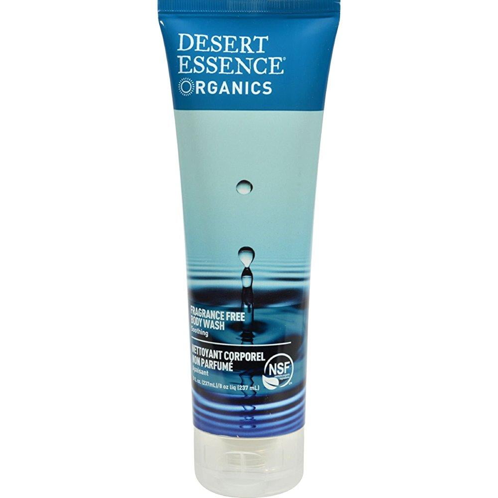 desert essence organics pure body wash, fragrance free 8 oz.