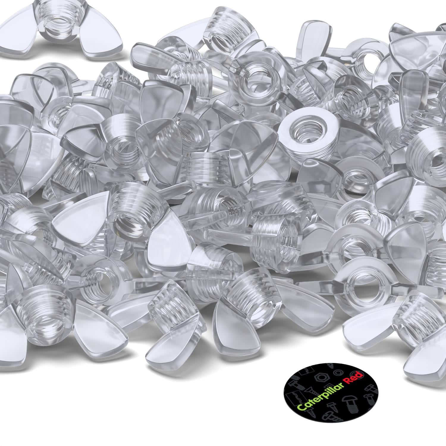 Pack of 20 Transparent Clear Plastic Acrylic M4 Butterfly, Wing Nuts - Acrylic Plastic Screws, (5/32 in)